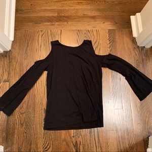 Loft Top with cutout shoulders and belled sleeves